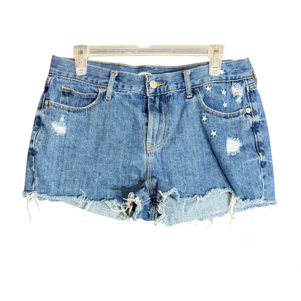 Old Navy Womens Size 8 Boyfriend Denim Cutoff Shorts Blue Distressed Raw Hem
